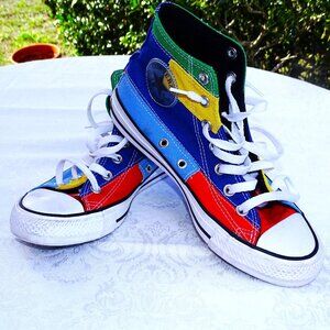 Converse Patchwork High-Top Sneakers Women’s size 8 Men’s size 6 Multicolor